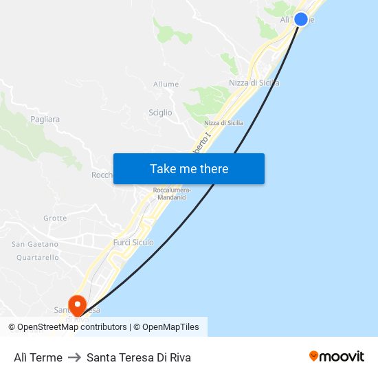 Alì Terme to Santa Teresa Di Riva map