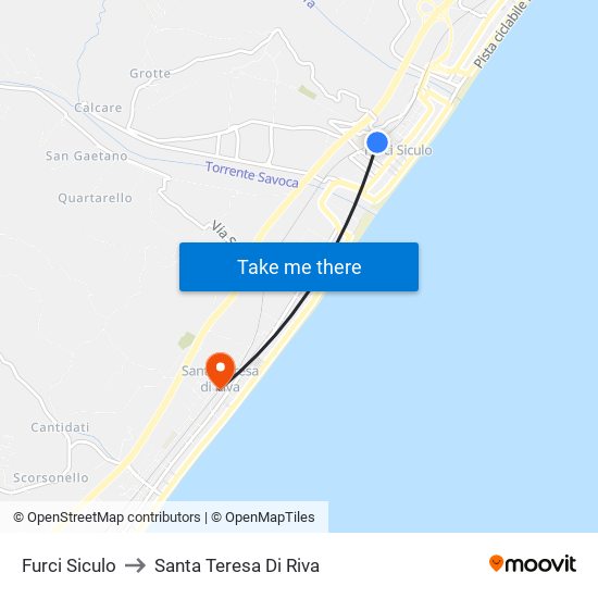 Furci Siculo to Santa Teresa Di Riva map