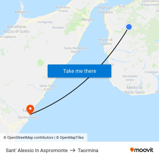 Sant' Alessio In Aspromonte to Taormina map