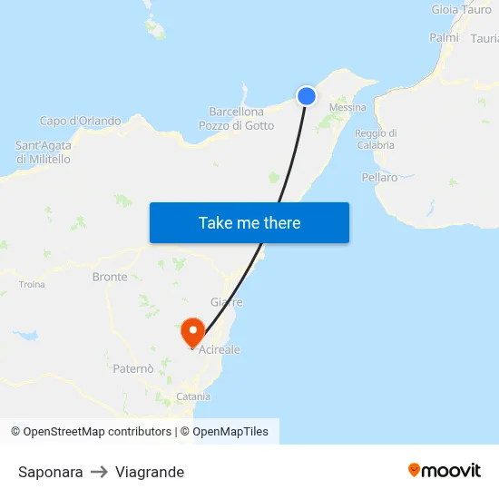 Saponara to Viagrande map