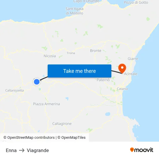 Enna to Viagrande map