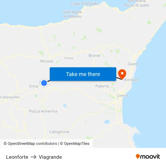 Leonforte to Viagrande map