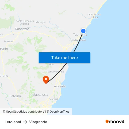 Letojanni to Viagrande map