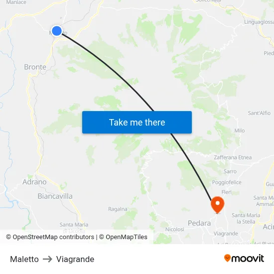 Maletto to Viagrande map