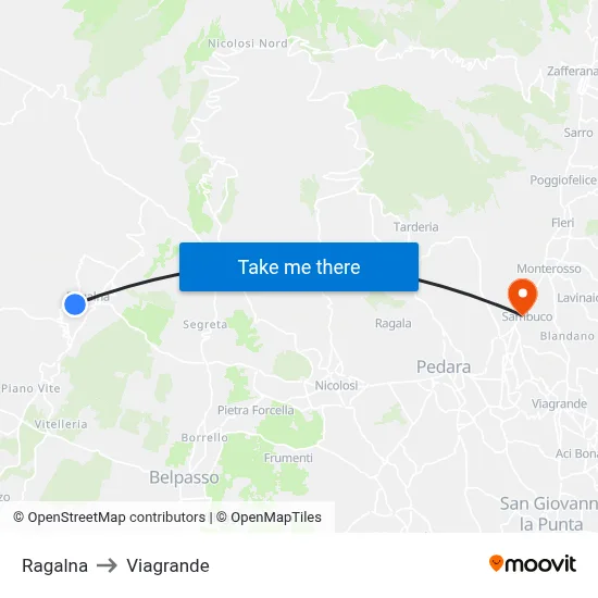 Ragalna to Viagrande map