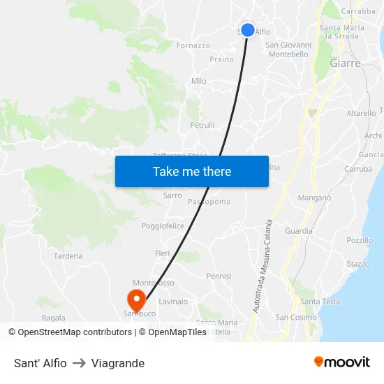 Sant' Alfio to Viagrande map
