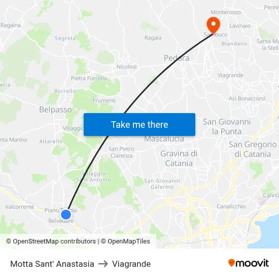 Motta Sant' Anastasia to Viagrande map