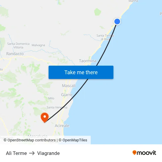 Ali Terme to Viagrande map