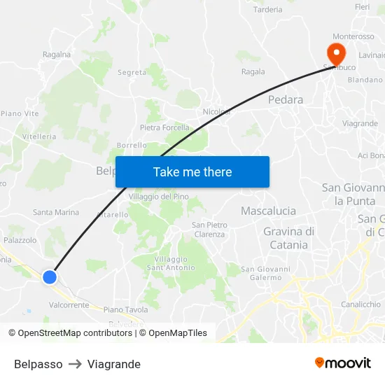 Belpasso to Viagrande map