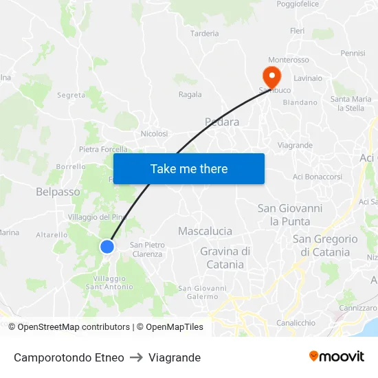Camporotondo Etneo to Viagrande map