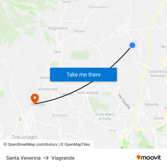 Santa Venerina to Viagrande map
