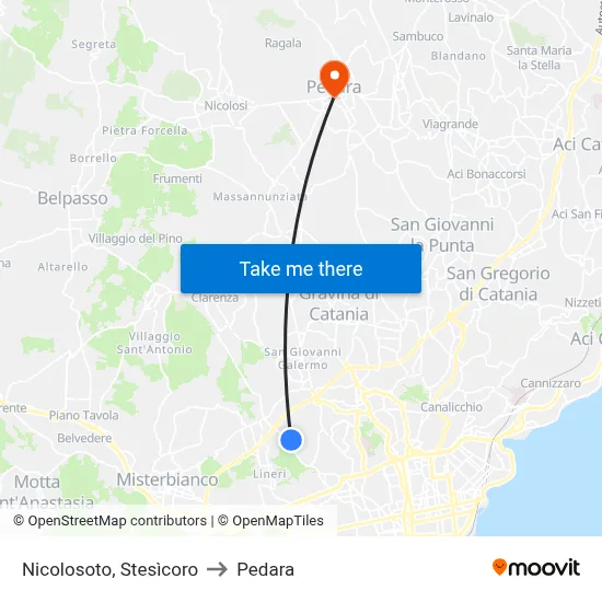 Nicolosoto, Stesicoro to Pedara map
