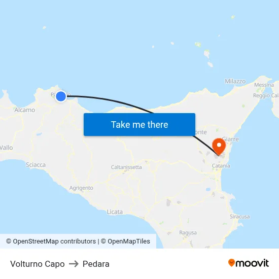 Volturno Cape to Pedara map