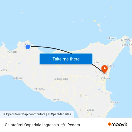 Calatafimi Ingrassia Hospital to Pedara map