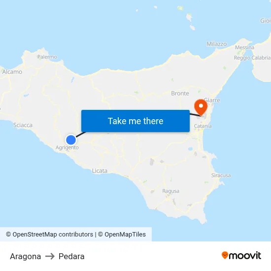 Aragona to Pedara map
