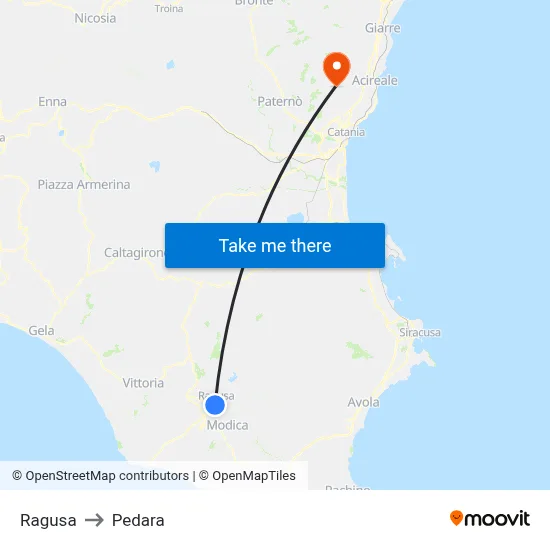 Ragusa to Pedara map