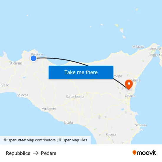 Republic to Pedara map