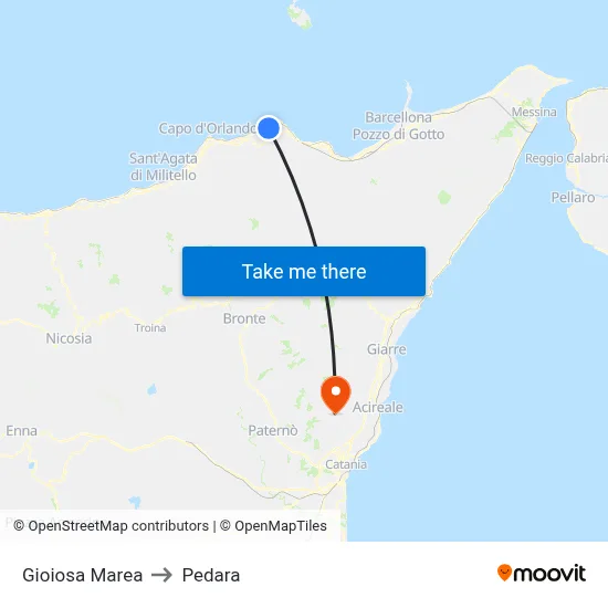 Gioiosa Marea to Pedara map