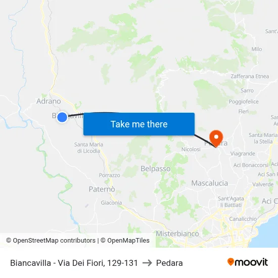 Biancavilla - Via Dei Fiori, 129-131 to Pedara map