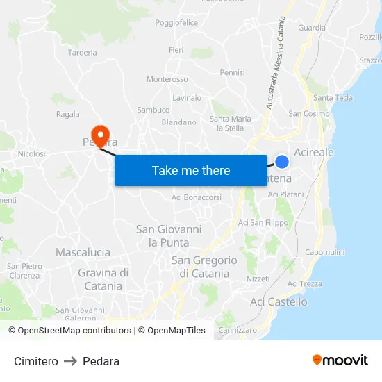 Cemetery to Pedara map