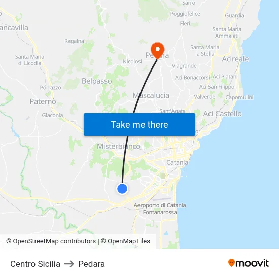 Centro Sicilia to Pedara map