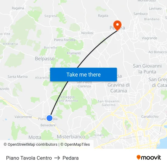 Piano Tavola Centro to Pedara map