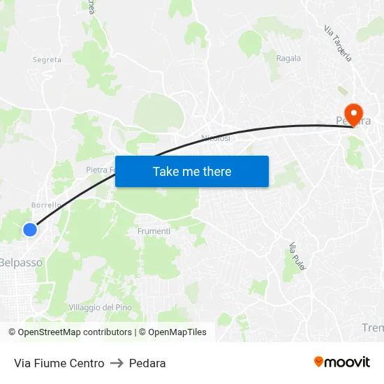 Via Fiume Centro to Pedara map