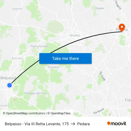 Belpasso - Via III Retta Levante, 175 to Pedara map