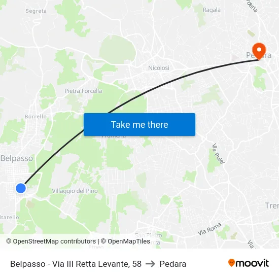 Belpasso - Via III Retta Levante, 58 to Pedara map