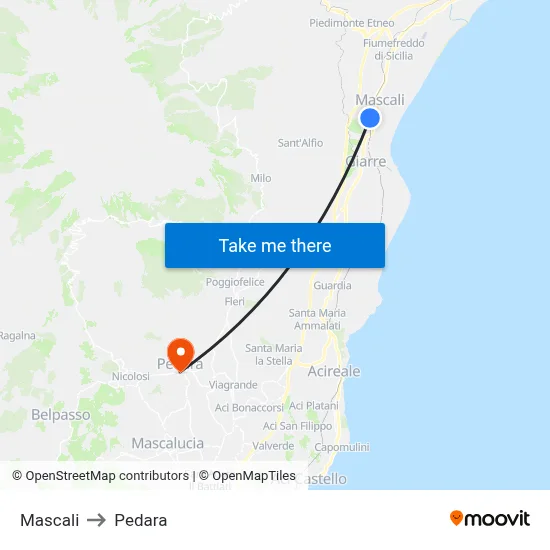 Mascali to Pedara map