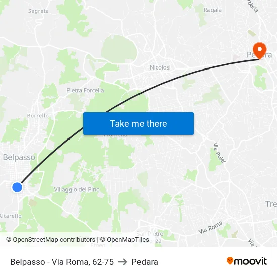 Belpasso - Via Roma, 62-75 to Pedara map
