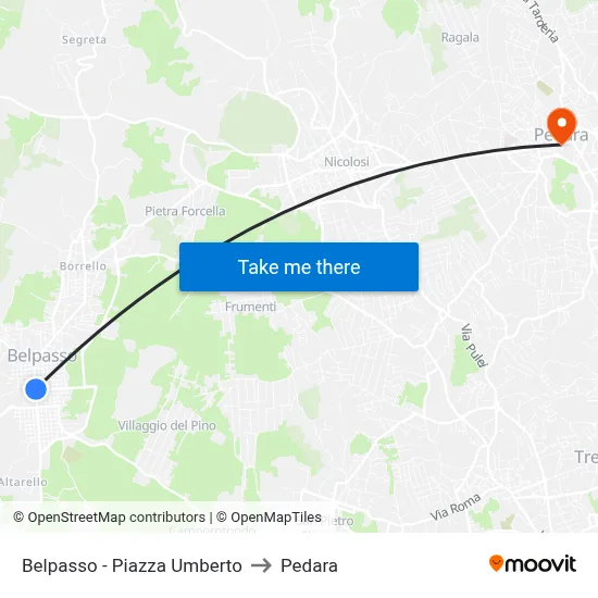 Belpasso - Piazza Umberto to Pedara map