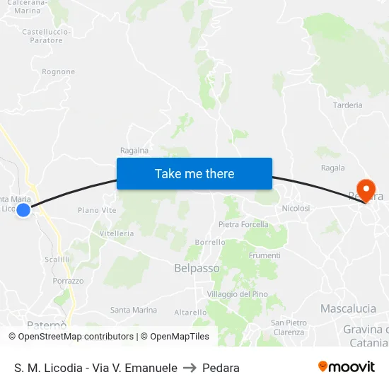 S. M. Licodia  - Via V. Emanuele to Pedara map