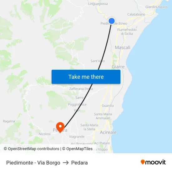 Piedimonte - Via Borgo to Pedara map