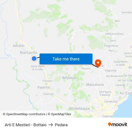 Arti E Mestieri - Bottaio to Pedara map