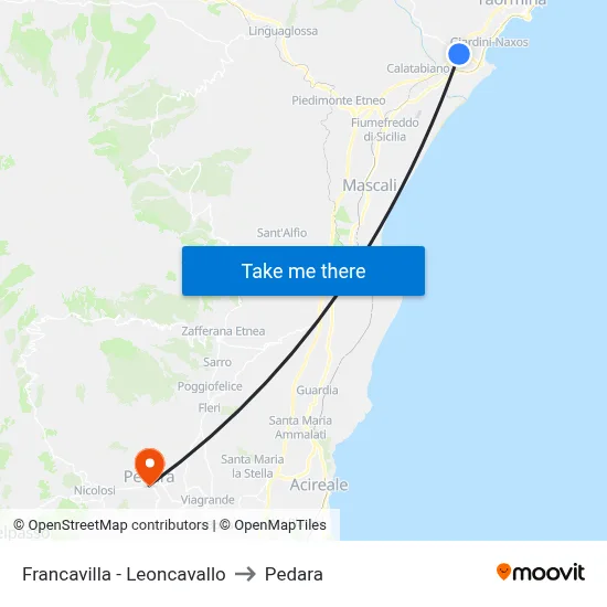 Francavilla - Leoncavallo to Pedara map