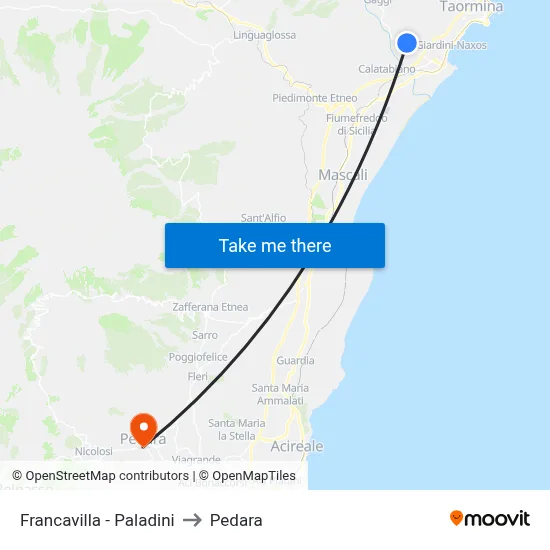 Francavilla - Paladini to Pedara map