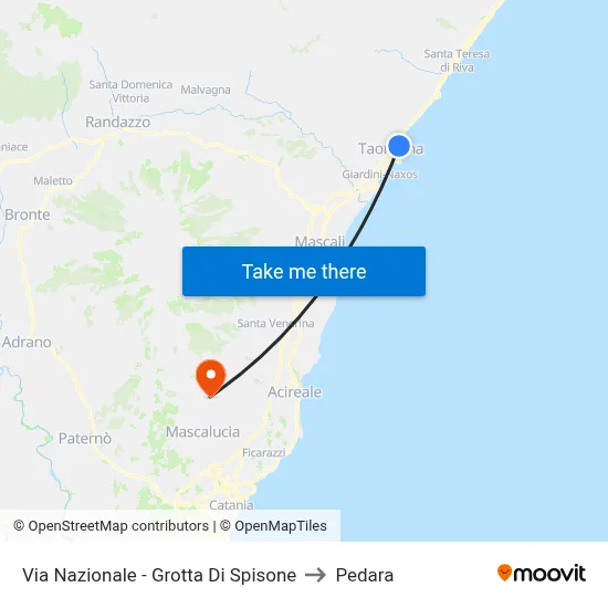 National Road - Spisone Cave to Pedara map