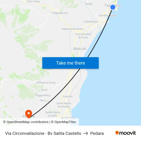 Via Circonvallazione - Bv Salita Castello to Pedara map