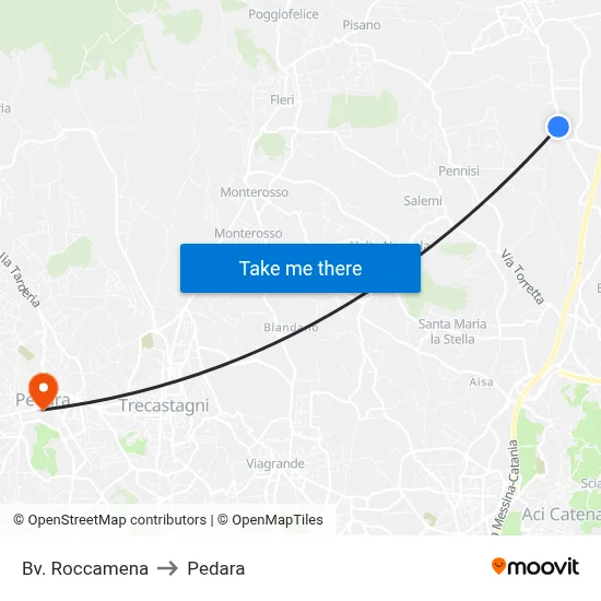 Bv. Roccamena to Pedara map