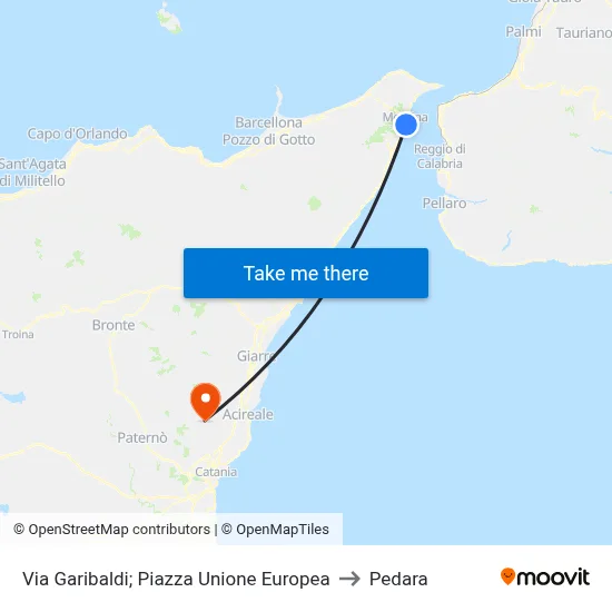 Via Garibaldi - European Union Square to Pedara map