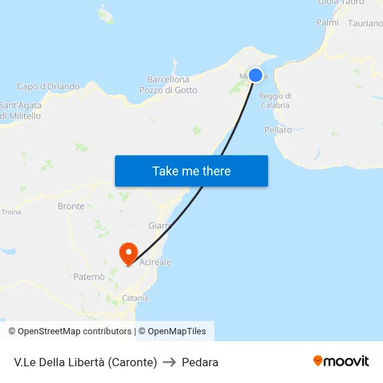 Liberty Avenue (Caronte) to Pedara map