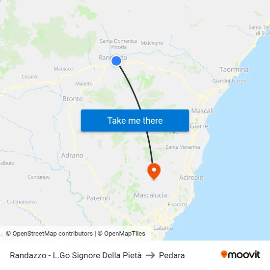 Randazzo - L.Go Signore Della Pietà to Pedara map