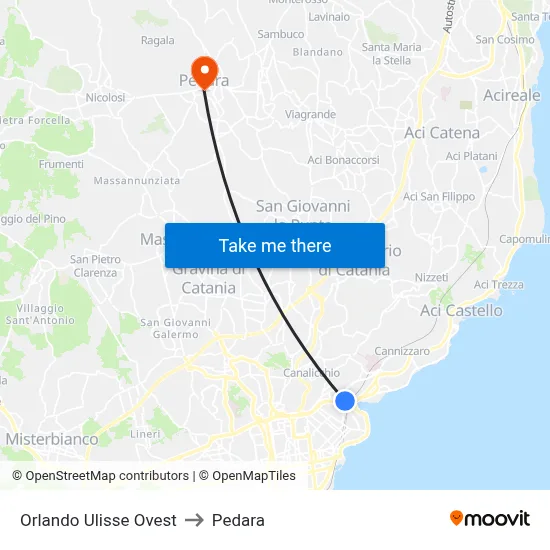 Orlando Ulisse West to Pedara map