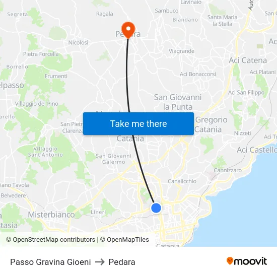 Passo Gravina Gioeni to Pedara map