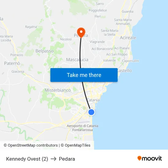 Kennedy Ovest (2) to Pedara map