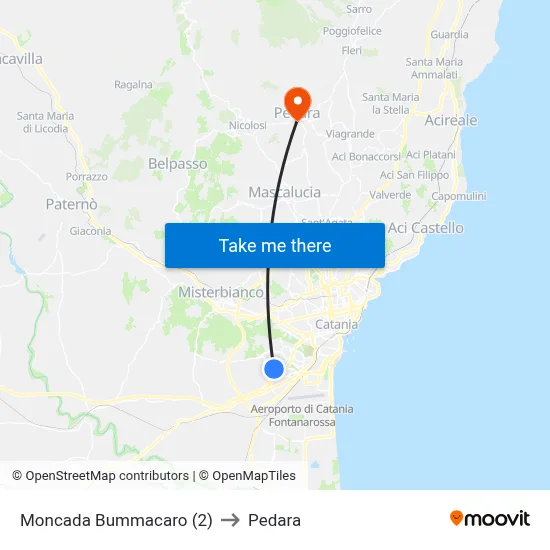 Moncada Bummacaro (2) to Pedara map