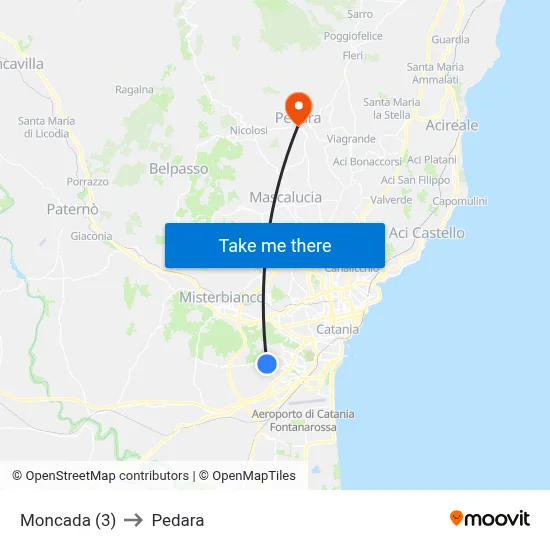 Moncada (3) to Pedara map