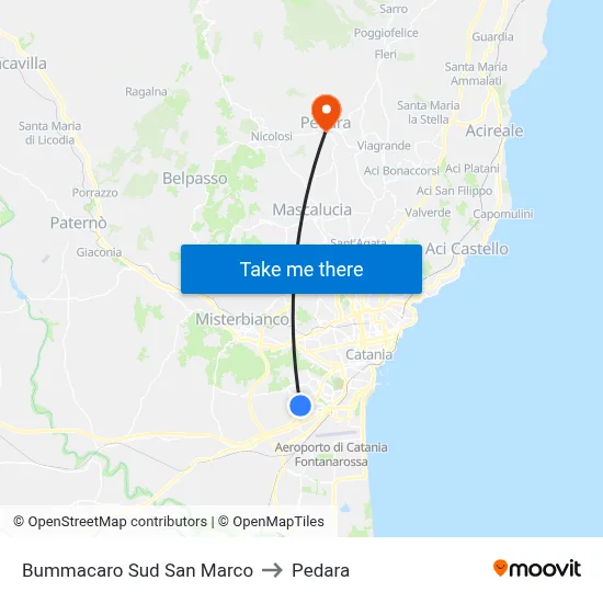 Bummacaro Sud San Marco to Pedara map