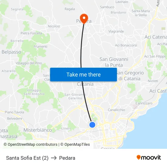 Santa Sofia Est (2) to Pedara map